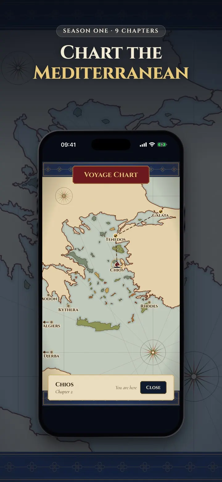 The voyage chart of the eastern Mediterranean with ports such as Chios marked